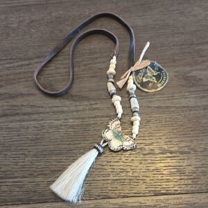 The Pioneer Woman Cream and Green Necklace with Tassel